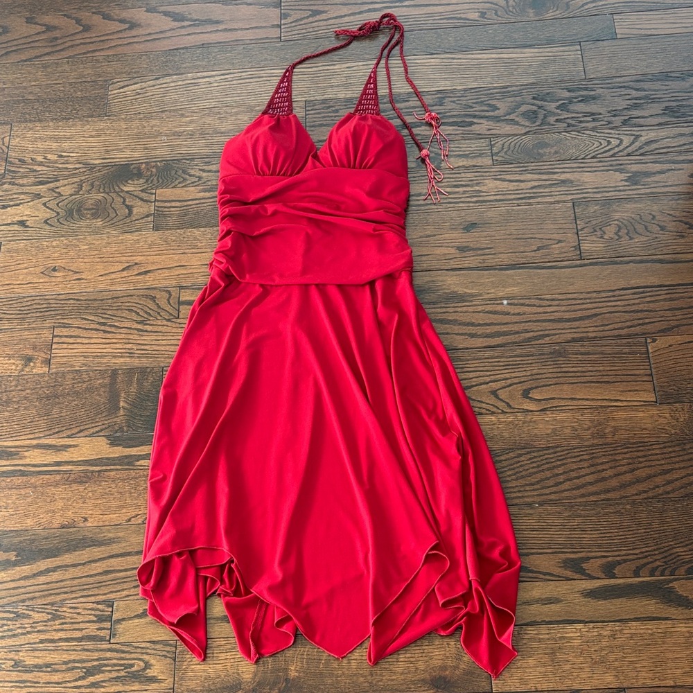 Elegant Red Halter Dress size small